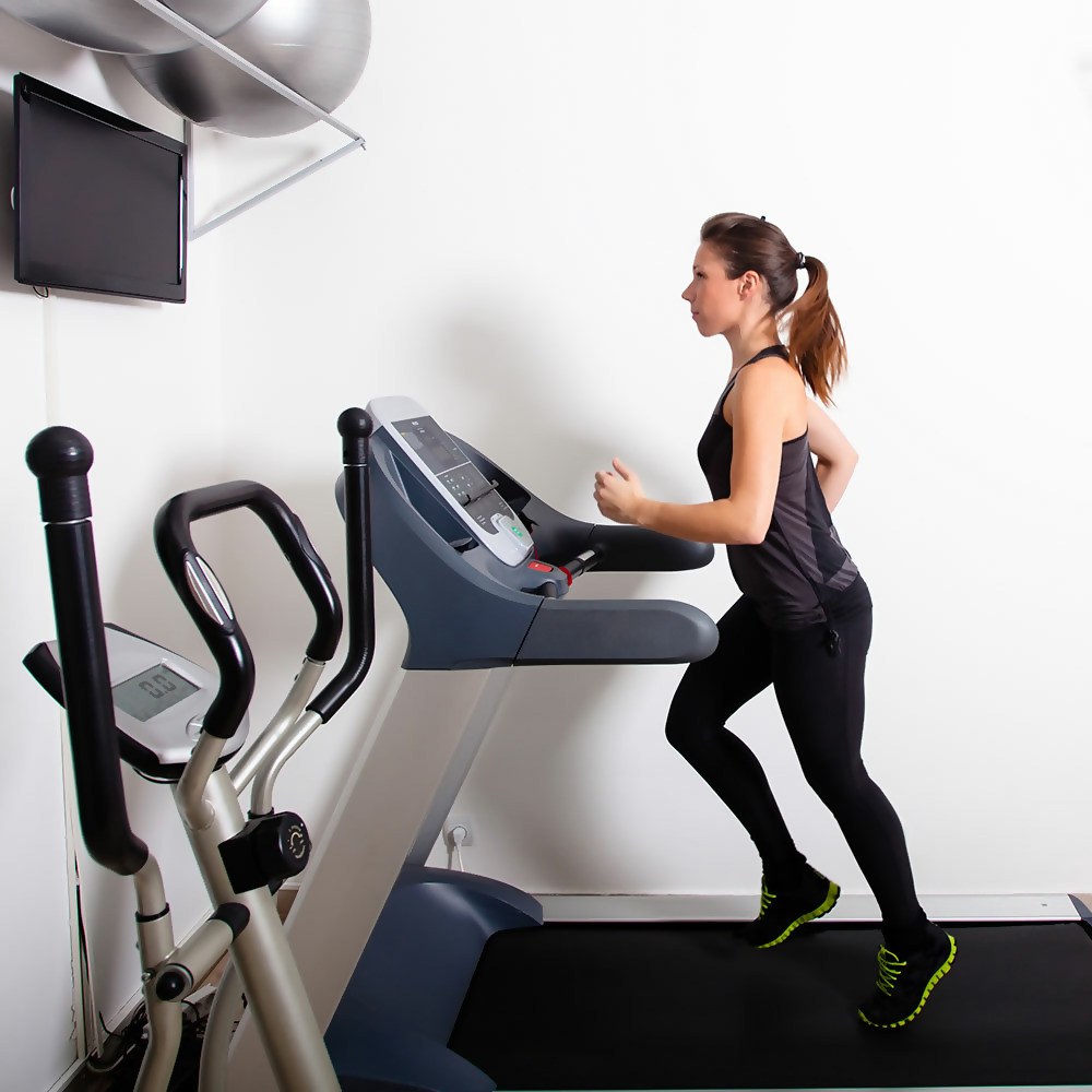 running on a treadmill